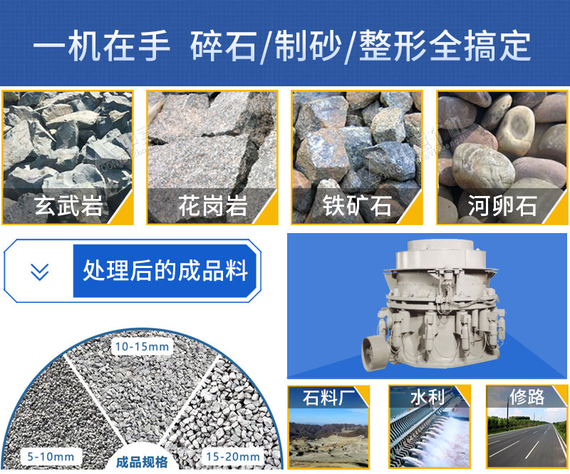 多缸液压圆锥破适用物料